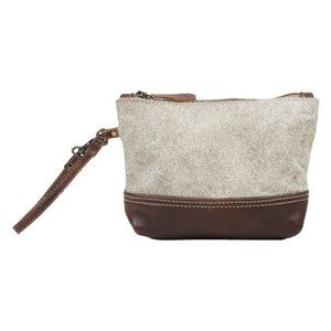 MYRA BAG CHIC SIERRA POUCH WRISTLET, LEATHER & HAIR, S-1562, NWT